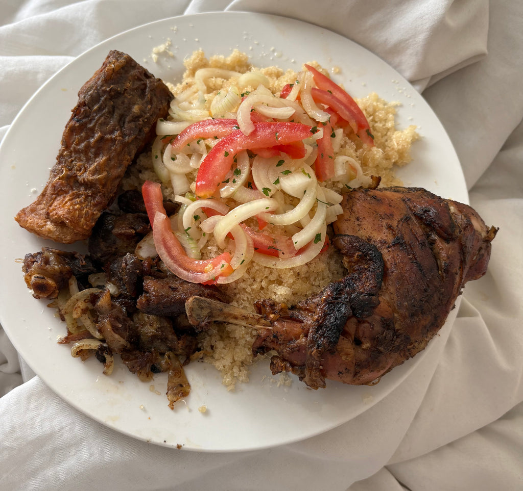 Attiéké (Casava couscous) with Your choice of protein